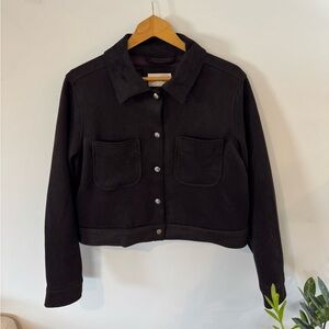 Faux Suede Boxy Cropped Utility Jacket, Universal Thread, Brown, Sz M, NWT